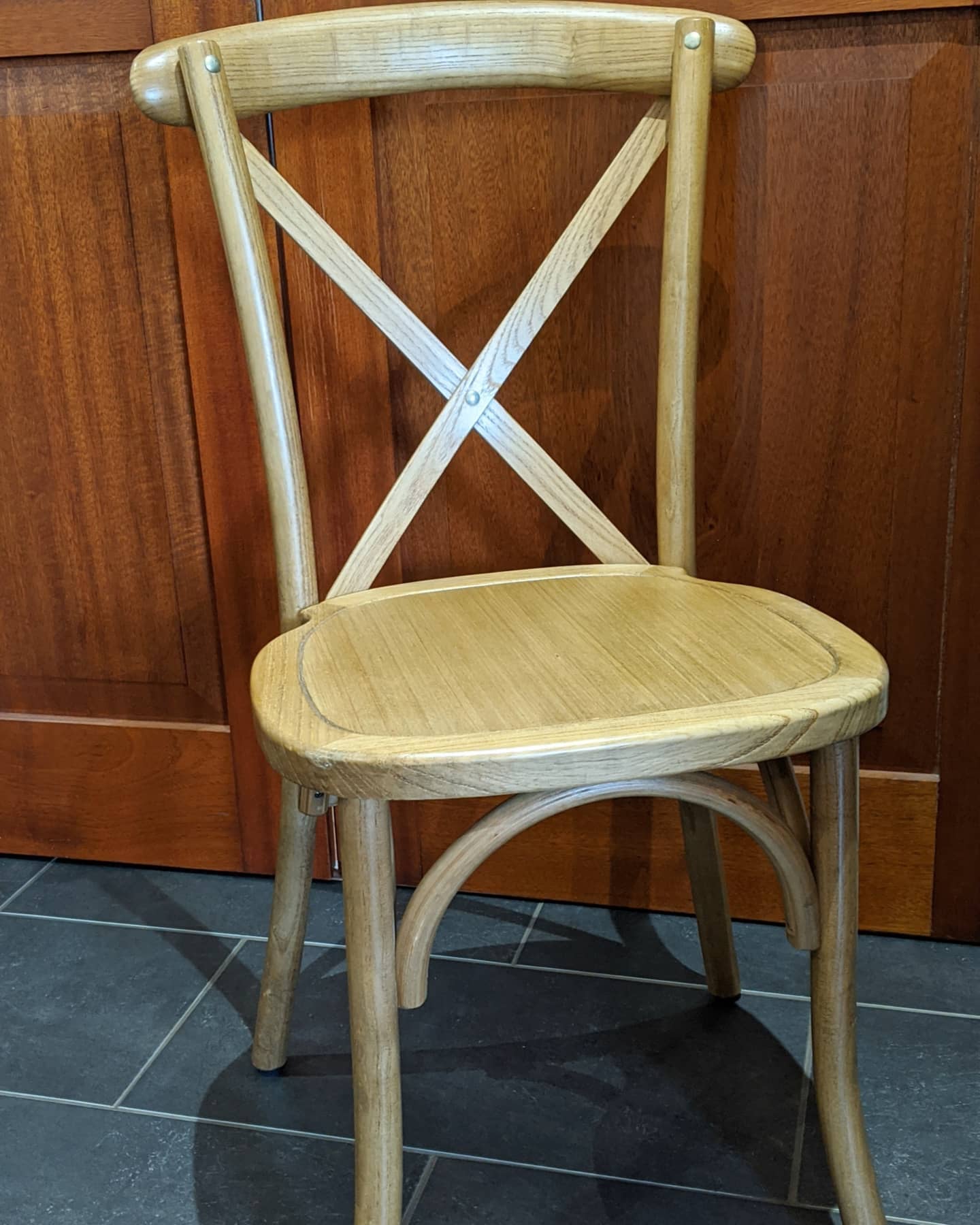 Cross back chairs rustic elm